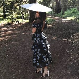 Self-Portrait fil coupe open back cape dress